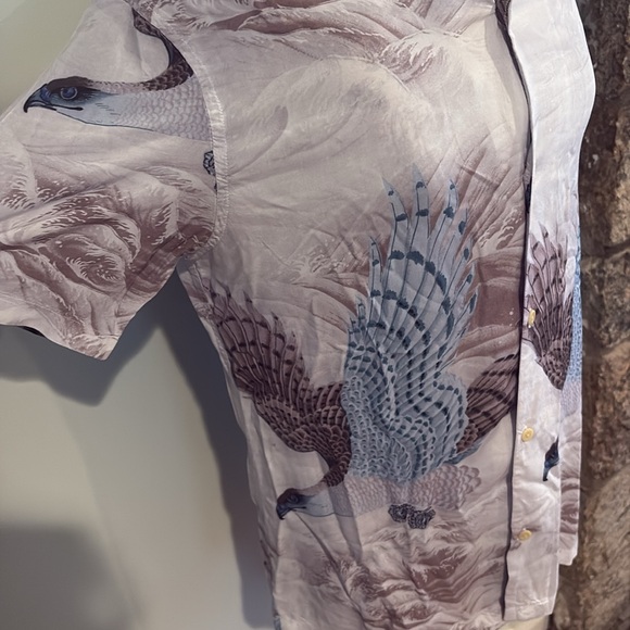 All Saints Multicolor Feather Print Button Down Collared Shirt - Picture 4 of 11